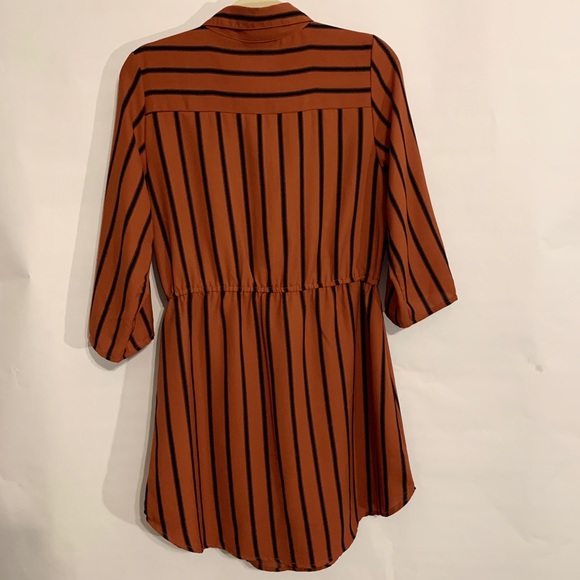 Orange Pinstriped Retro Dress - Picture 6 of 10